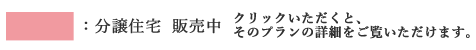 分譲住宅  販売中 クリックいただくと、そのプランの詳細をご覧いただけます。