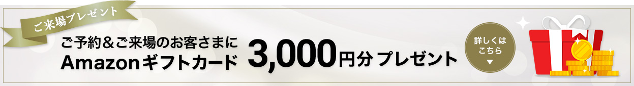 ご来場プレゼント ご予約＆ご来場のお客さまにAmazonギフトカード3,000円分プレゼント 詳しくはこちら