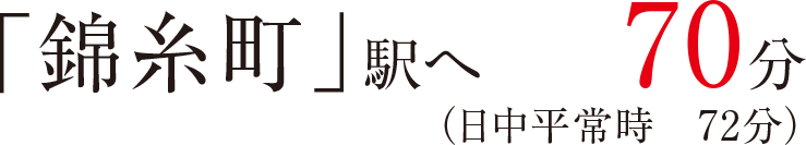 「錦糸町」駅へ70分（日中平常時72分）