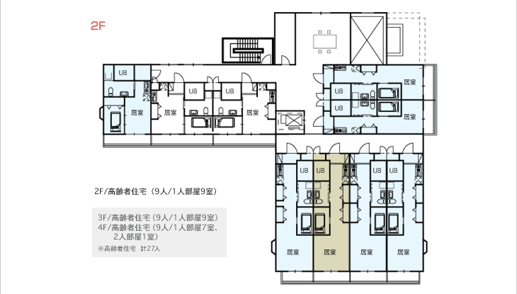 2F/高齢者住宅（9人/1人部屋9室）