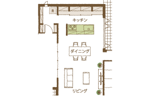 『振り向けば手が届く』キッチン間取り図