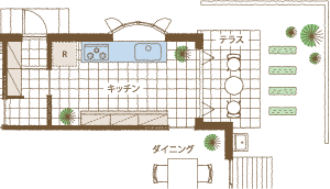 ほどよく『個室』で明るいキッチン間取り図