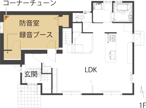 防音室「奏でる家」事例詳細間取り