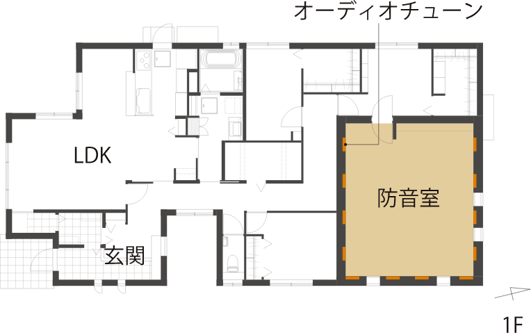 防音室「奏でる家」事例詳細間取り