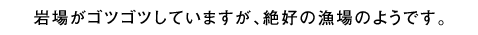 岩場がゴツゴツしていますが、絶好の漁場のようです。