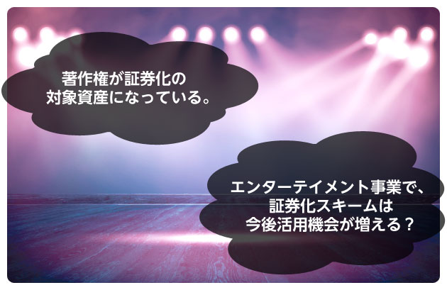 「著作権が証券化の対象資産になっている。」「エンターテイメント事業で、証券化スキームは今後活用機会が増える？」