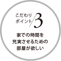 こだわりポイント3 家での時間を充実させるための部屋が欲しい