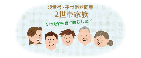 親世帯・子世帯が同居「2世帯家族」3世代が快適に暮らしたい。