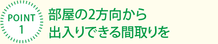 [POINT1]部屋の2方向から出入りできる間取りを