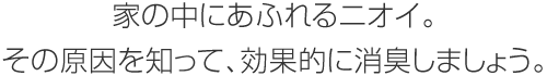 家の中にあふれるニオイ。その原因を知って、効果的に消臭しましょう。