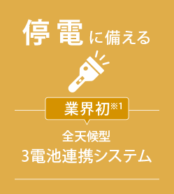 停電に備える[業界初※1]　全天候型3電池連携システム